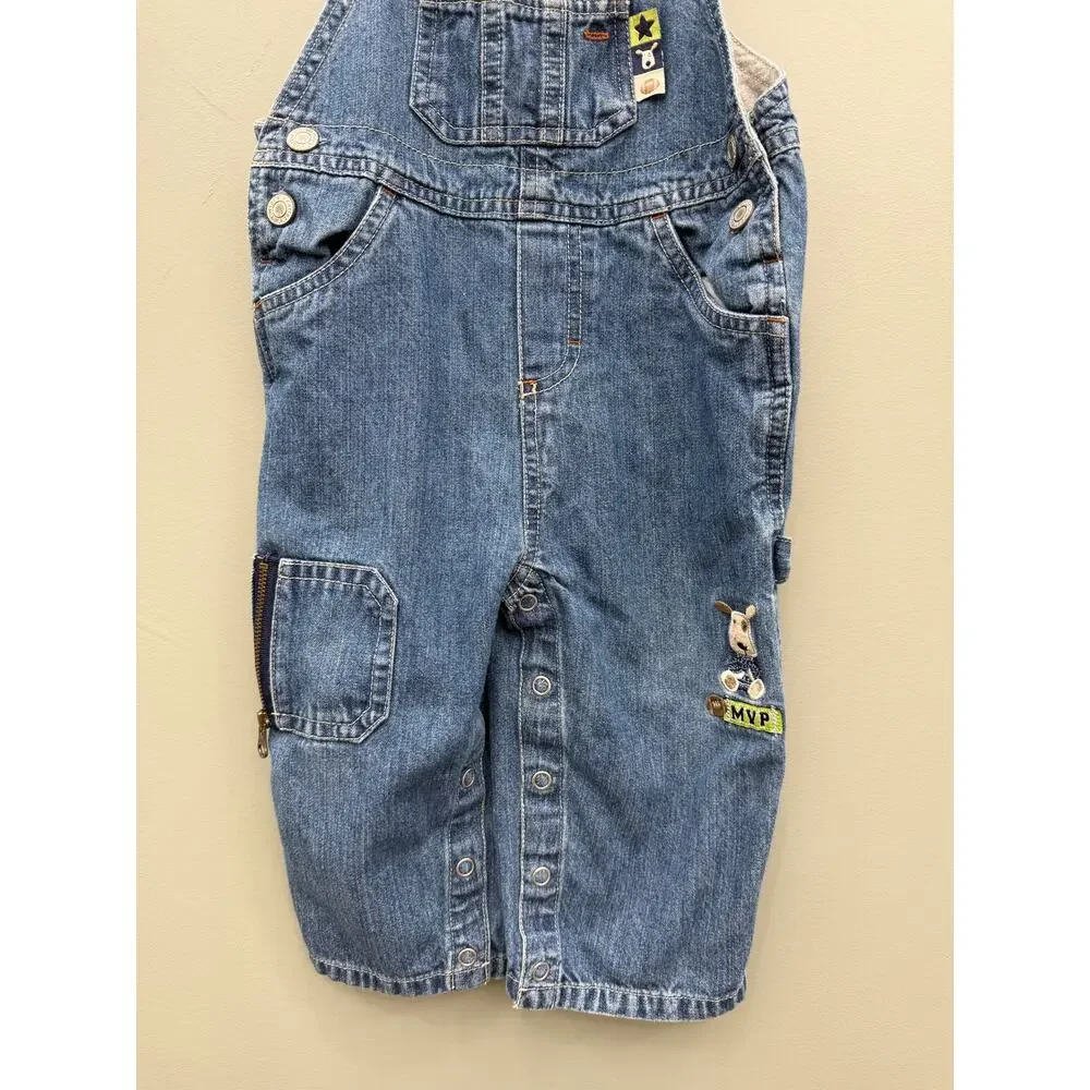 Carter's 18M Denim Overalls MVP Dog Embroidered Utility Carpenter Y2K